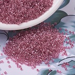 MIYUKI Delica Beads, Cylinder, Japanese Seed Beads, 11/0, (DB0902) Sparkling Peony Pink Lined Crystal, 1.3x1.6mm, Hole: 0.8mm, about 20000pcs/bag, 100g/bag(SEED-J020-DB0902)