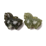 Natural Nephrite Jade Carved Pendants, Horse Charms, 26x29x12mm, Hole: 1.2mm(G-Z155-07)