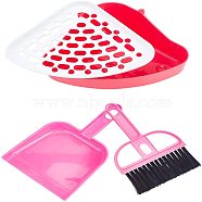 Plastic Small Animal Triangle Toilet Trainer Corner, with Mini Broom Brush and Dustpan Set, for Small Animal, Hot Pink, 10x24x17cm(AJEW-GA0001-34A)