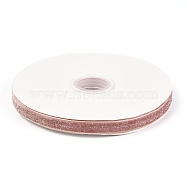 Single Face Sparkle Velve Ribbon, with Glitter Powder, for Gift Packing, Party Decoration, Pink, 3/8 inch(10mm), 9m/roll(9.84 yards/roll)(SRIB-H308-02A)