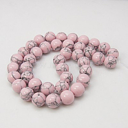 Synthetic Turquoise Beads Strands, Dyed, Round, Pink, 8mm, Hole: 1mm, about 50pcs/strand, 15.7 inch(TURQ-H038-8mm-XXS07)