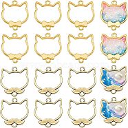 Olycraft 24Pcs 2 Colors Cat Head Alloy Small Handmade Pendant, Epoxy Frame Charms, Mixed Color, 27~27.5x23~24x1.5~3mm, Hole: 2~2.5mm, 12pcs/color(FIND-OC0001-51)