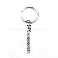 304 Stainless Steel Split Key Rings, Keychain Clasp Findings, Stainless Steel Color, 69~78mm(STAS-G085-11)