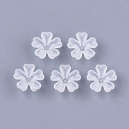 5-Petal Transparent Acrylic Bead Caps, Frosted, Flower, Clear, 16x16.5x6mm, Hole: 1.2mm(FACR-T001-05)