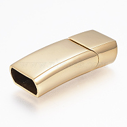 304 Stainless Steel Magnetic Clasps with Glue-in Ends, Rectangle, Golden, 33x13.5x8mm, Hole: 6x12mm(X-STAS-F130-09G)