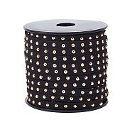 Golden Aluminum Studded Faux Suede Cord, Black, 4x2mm, 20m/roll(LW-WH0006-01A)