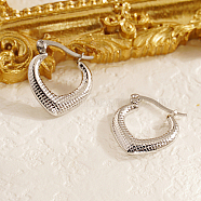 304 Stainless Steel Hoop Earrings for Women, Heart, Stainless Steel Color, 21x18mm(YI9341-2)