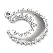 Non-Tarnish 304 Stainless Steel Pendants, Double Horn/Crescent Moon Charm, Stainless Steel Color, 27x24x2.5mm, Hole: 2mm(STAS-M323-41P)