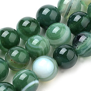 Natural Striped Agate/Banded Agate Beads Strands, Dyed, Round, Teal, 8mm, Hole: 1mm, about 47pcs/strand, 14.96 inch(38cm)(G-S259-04E-8mm)