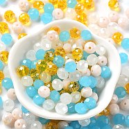 Glass Beads, Faceted, Rondelle, Aqua, 8x6mm, Hole: 1mm, about 1210pcs/500g(EGLA-A034-LM8mm-52)