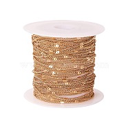 Soldered Brass Coated Iron Curb Chains, with Spool, Light Gold, 1.5x1x0.5mm(CH-CJ0001-01A-KCG)