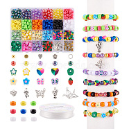 DIY Fruit Bracelet Making Kit, Including Polymer Clay & Alloy Beads & Pendants, Acrylic Beads, Star & Heart & Butterfly & Strawberry & Flower, Mixed Color, Beads: 455Pcs/bag(DIY-TA0008-96)