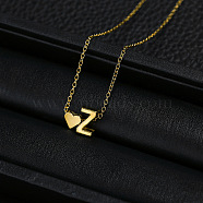 Alloy Letter Heart Pendant Necklaces for Women, Golden, Letter Z, 15.75 inch(40cm)(WGBB55E-22)