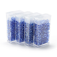 MGB Matsuno Glass Beads, Japanese Seed Beads, 6/0 Silver Lined Glass Round Hole Rocailles Seed Beads, Cornflower Blue, 3.5~4x3mm, Hole: 1.2~1.5mm, about 140pcs/box, net weight: about 10g/box(SEED-R033-4mm-43RR)