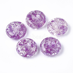 Resin Beads, Imitation Amber, Flat Round, Medium Orchid, 24.5x10mm, Hole: 2.5mm(RESI-T024-02D)