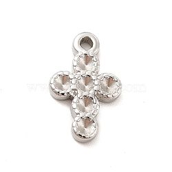 304 Stainless Steel Pendant Rhinestone Settings, Religion Cross, Stainless Steel Color, Fit For 2mm Rhinestone, 15.5x9.5x2mm, Hole: 1.2mm(STAS-F282-09P)