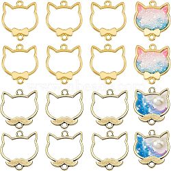 Olycraft 24Pcs 2 Colors Cat Head Alloy Small Handmade Pendant, Epoxy Frame Charms, Mixed Color, 27~27.5x23~24x1.5~3mm, Hole: 2~2.5mm, 12pcs/color(FIND-OC0001-51)