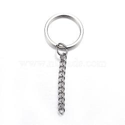 304 Stainless Steel Split Key Rings, Keychain Clasp Findings, Stainless Steel Color, 69~78mm(STAS-G085-11)