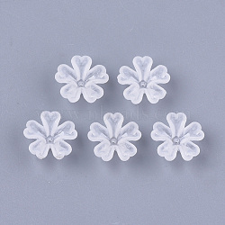 5-Petal Transparent Acrylic Bead Caps, Frosted, Flower, Clear, 16x16.5x6mm, Hole: 1.2mm(FACR-T001-05)