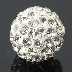 Grade A Round Crystal Pave Disco Ball Beads, Polymer Clay Rhinestone Beads, PP12(1.8~1.9mm), 8mm, Hole: 1mm(X-RB-H258-8MM-001)