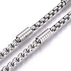 Tarnish Resistant 304 Stainless Steel Box Chains, Unwelded, Stainless Steel Color, 3.5~8.5x4~5mm(STAS-P219-01)
