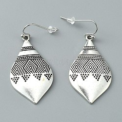 Bohemia Alloy Geometry Dangle Earrings for Women, Antique Silver, Teardrop Pattern, 47mm, Pin: 0.7mm(EJEW-WH0004-48A)