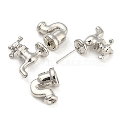 Alloy Front Back Stud Earrings, Faucet Shape, Platinum, 15x28x7mm(EJEW-B031-01P)