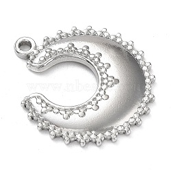 304 Stainless Steel Pendants, Double Horn/Crescent Moon Charm, Stainless Steel Color, 27x24x2.5mm, Hole: 2mm(STAS-M323-41P)