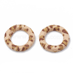 Cloth Fabric Covered Linking Rings, with Aluminum Bottom, Ring, PeachPuff, 27x4mm(X-WOVE-N009-06D)