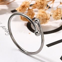 304 Stainless Steel Open Cuff Rings for Women, Stainless Steel Color, 1.2mm, US Size 7 1/4(17.5mm)(RJEW-F170-03P-04)