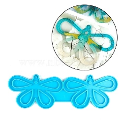 Butterfly Pendants Silicone Molds, Resin Casting Molds, for UV Resin, Epoxy Resin Jewelry Making, Sky Blue, 58x186x4mm, Hole: 2mm, Inner Diameter: 90x55mm(DIY-M045-16)