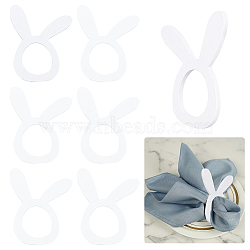 Wooden Napkin Rings, Rabbit, for Easter, Thanksgiving Day, White, 91x76x5mm, Inner Diameter: 37x33mm(DJEW-WH0018-46)