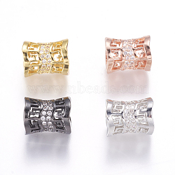 Brass Micro Pave Cubic Zirconia Beads, Column, Mixed Color, 12x10mm, Hole: 5.5mm(ZIRC-J018-29)