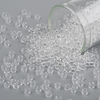 TOHO Round Seed Beads, Japanese Seed Beads, (1) Crystal Clear, 8/0, 3mm, Hole: 1mm, about 222pcs/10g