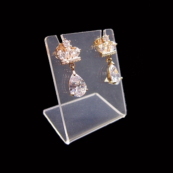 L-shaped Acrylic Single Dangle Earring Display Stands, Clear, 3.5x4.5cm