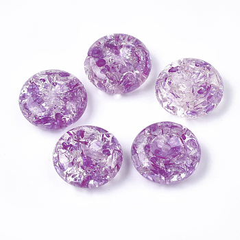 Resin Beads, Imitation Amber, Flat Round, Medium Orchid, 24.5x10mm, Hole: 2.5mm