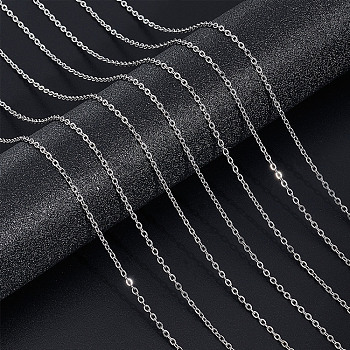 304 Stainless Steel Necklace, Cable Chains, with Lobster Clasps, Stainless Steel Color, 17.72 inch(45cm), 20strands/set