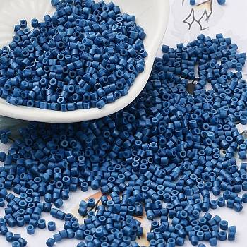 Baking Paint Glass Seed Beads, Cylinder, Marine Blue, 2x1.5mm, Hole: 1mm, about 5599pcs/50g