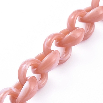 Handmade Acrylic Rolo Chains, Belcher Chain, Imitation Gemstone Style, Rosy Brown, Links: 20x18x8mm, about 39.37 inch(1m)/strand