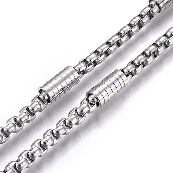 304 Stainless Steel Box Chains, Unwelded, Stainless Steel Color, 3.5~8.5x4~5mm