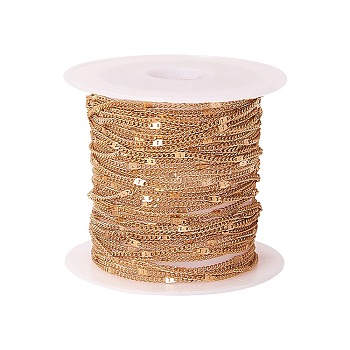 Soldered Brass Coated Iron Curb Chains, with Spool, Light Gold, 1.5x1x0.5mm