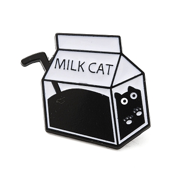 Liquid Cat Enamel Pins, Black Alloy Badge for Backpack Clothes, Drink, 29.5x28.5x1.4mm