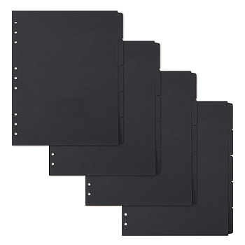 B5 5 Sheets Paper Binder Dividers, Index Page Tab for Planner & Notebook & Loose Leaf Binders, Rectangle, Black, 259x200x0.3mm, Hole: 5mm