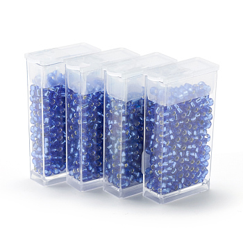 MGB Matsuno Glass Beads, Japanese Seed Beads, 6/0 Silver Lined Glass Round Hole Rocailles Seed Beads, Cornflower Blue, 3.5~4x3mm, Hole: 1.2~1.5mm, about 140pcs/box, net weight: about 10g/box
