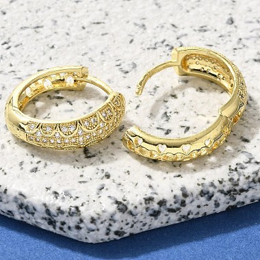 Brass Clear Cubic Zirconia Hoop Earrings(EJEW-M047-24G)-3