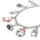 Christmas Tree & Deer & Wreath & Santa Claus Alloy Enamel Charm Bracelet(BJEW-TA00252)-4