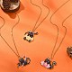 Collier pendentif chat en alliage émaillé sur le thème d'Halloween avec 304 chaînes câblées en acier inoxydable(NJEW-JN04371)-6