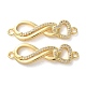 Rack Plating Brass Clear Cubic Zirconia Infinity Heart Connector Charms(KK-C084-13A-G)-1