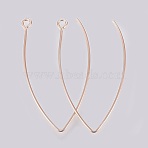 Ion Plating(IP) 304 Stainless Steel Earring Hooks, Ear Wire, with Horizontal Loop, Rose Gold, 41x22x0.8mm, Hole: 2.5mm, Pin: 0.8mm(X-STAS-K184-05-01RG)