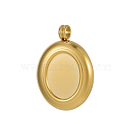 304 Stainless Steel Pendants Cabochon Setting, Oval, Ion Plating(IP), Real 14K Gold Plated, 22x16mm, Hole: 1mm, Tray Size: 12x9mm(STAS-OY009-59G)